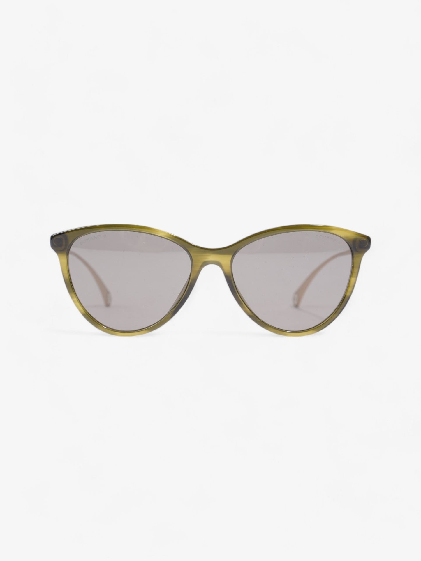 Chanel Cat Eye Sunglasses Green / Gold Acetate 140mm