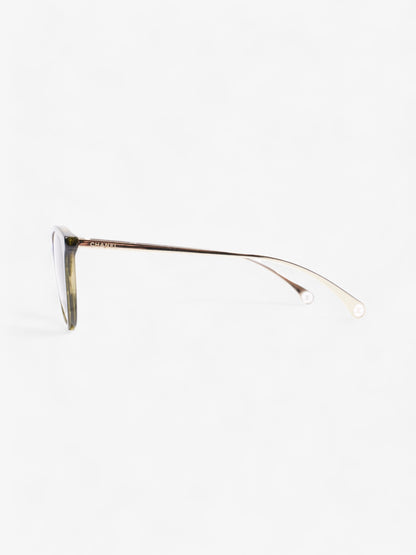 Chanel Cat Eye Sunglasses Green / Gold Acetate 140mm