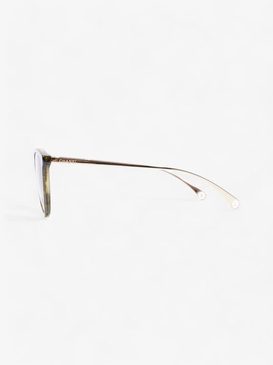 Chanel Cat Eye Sunglasses Green / Gold Acetate 140mm