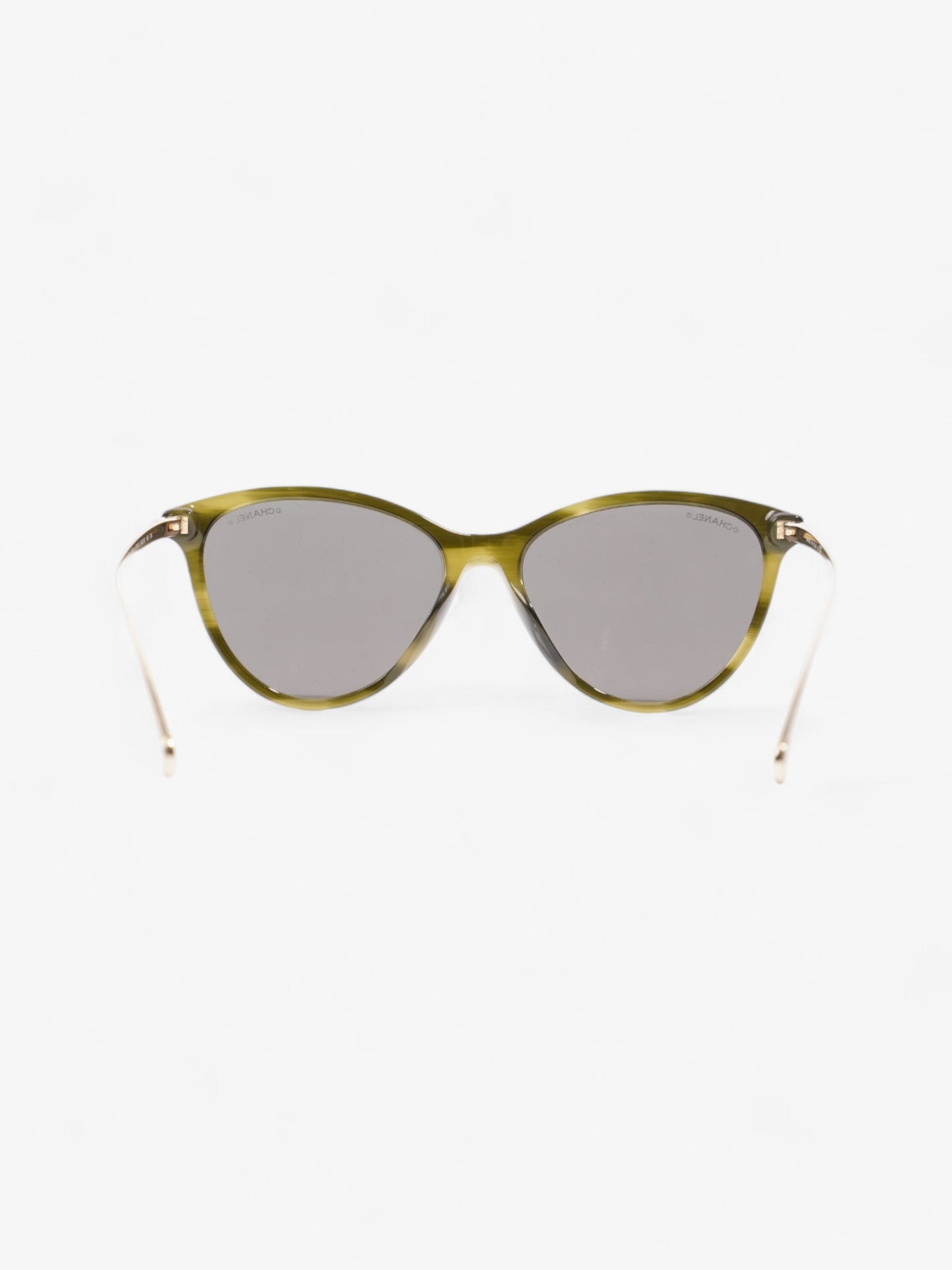 Chanel Cat Eye Sunglasses Green / Gold Acetate 140mm