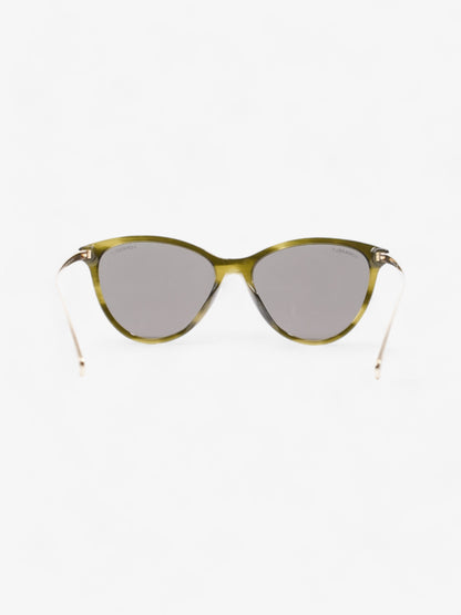Chanel Cat Eye Sunglasses Green / Gold Acetate 140mm