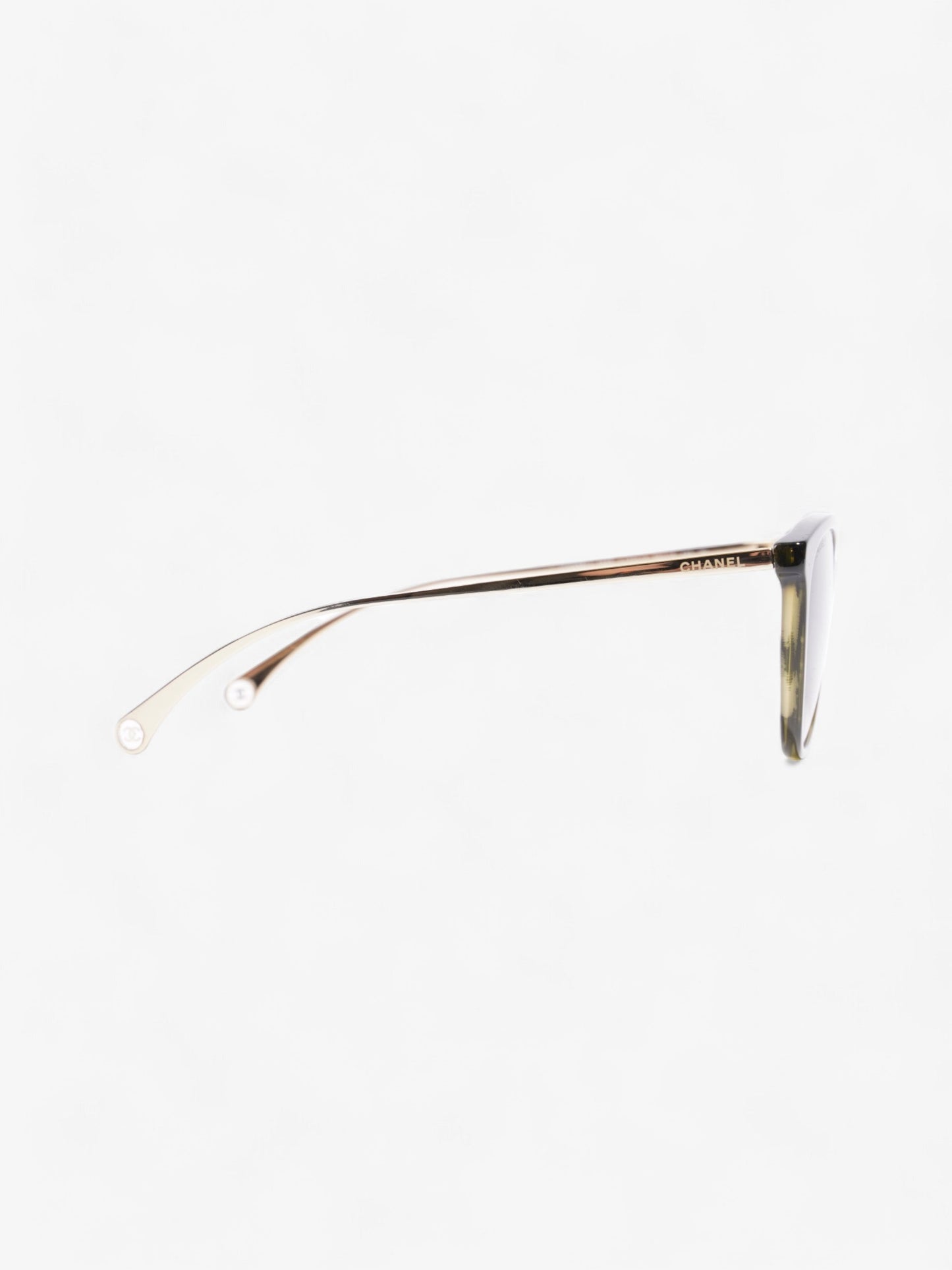 Chanel Cat Eye Sunglasses Green / Gold Acetate 140mm