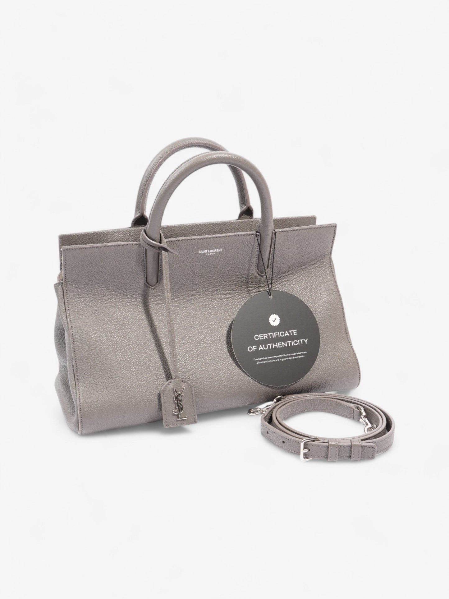 Saint Laurent Rive Gauche Cabas Tote Grey Grained Leather