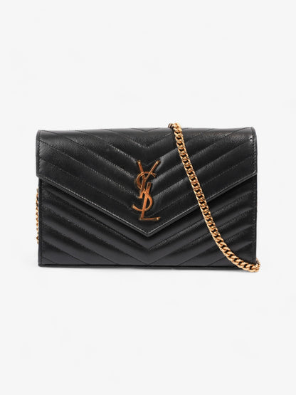 Saint Laurent Cassandre Envelope  Black Grained Leather