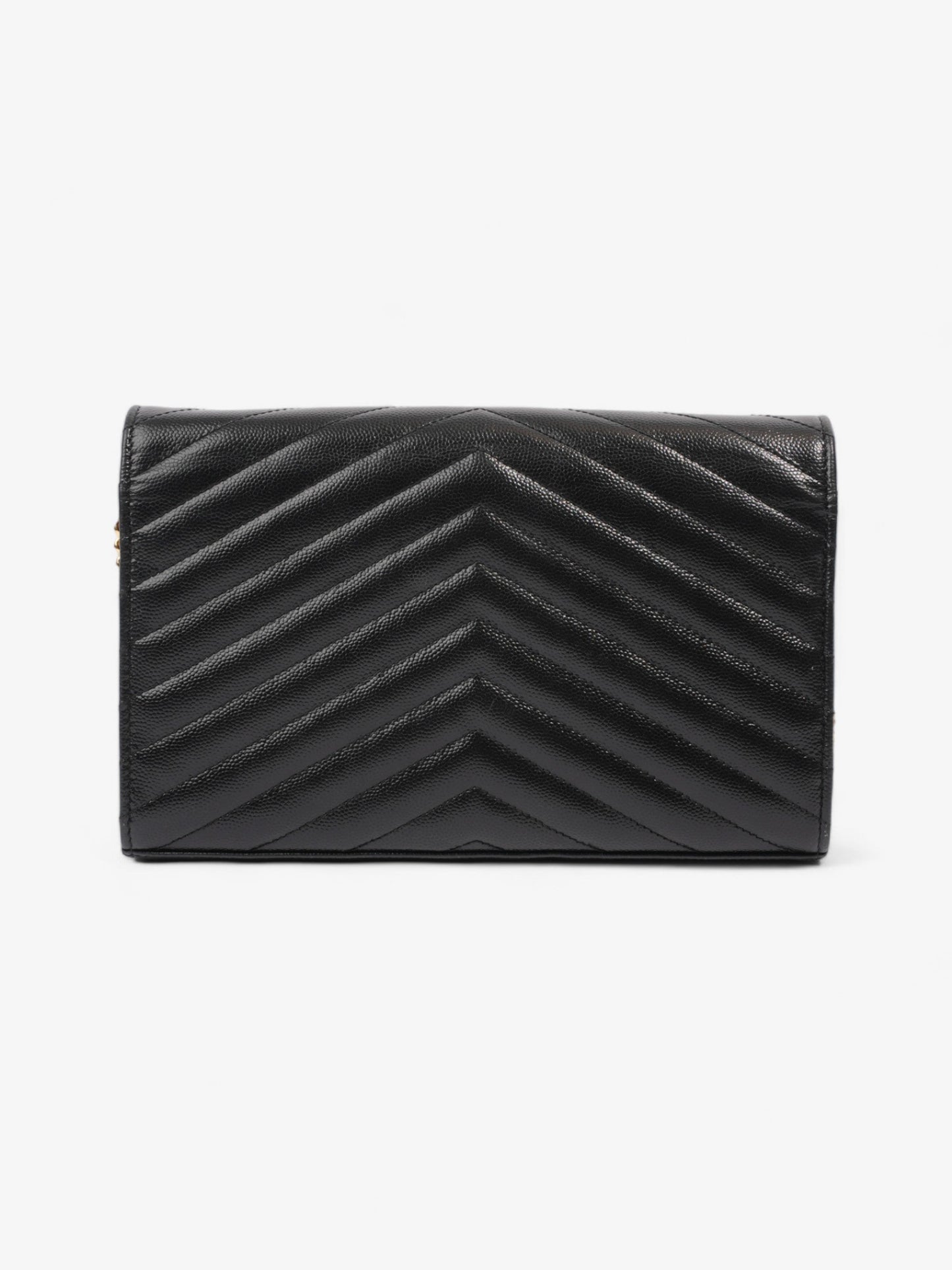 Saint Laurent Cassandre Envelope  Black Grained Leather