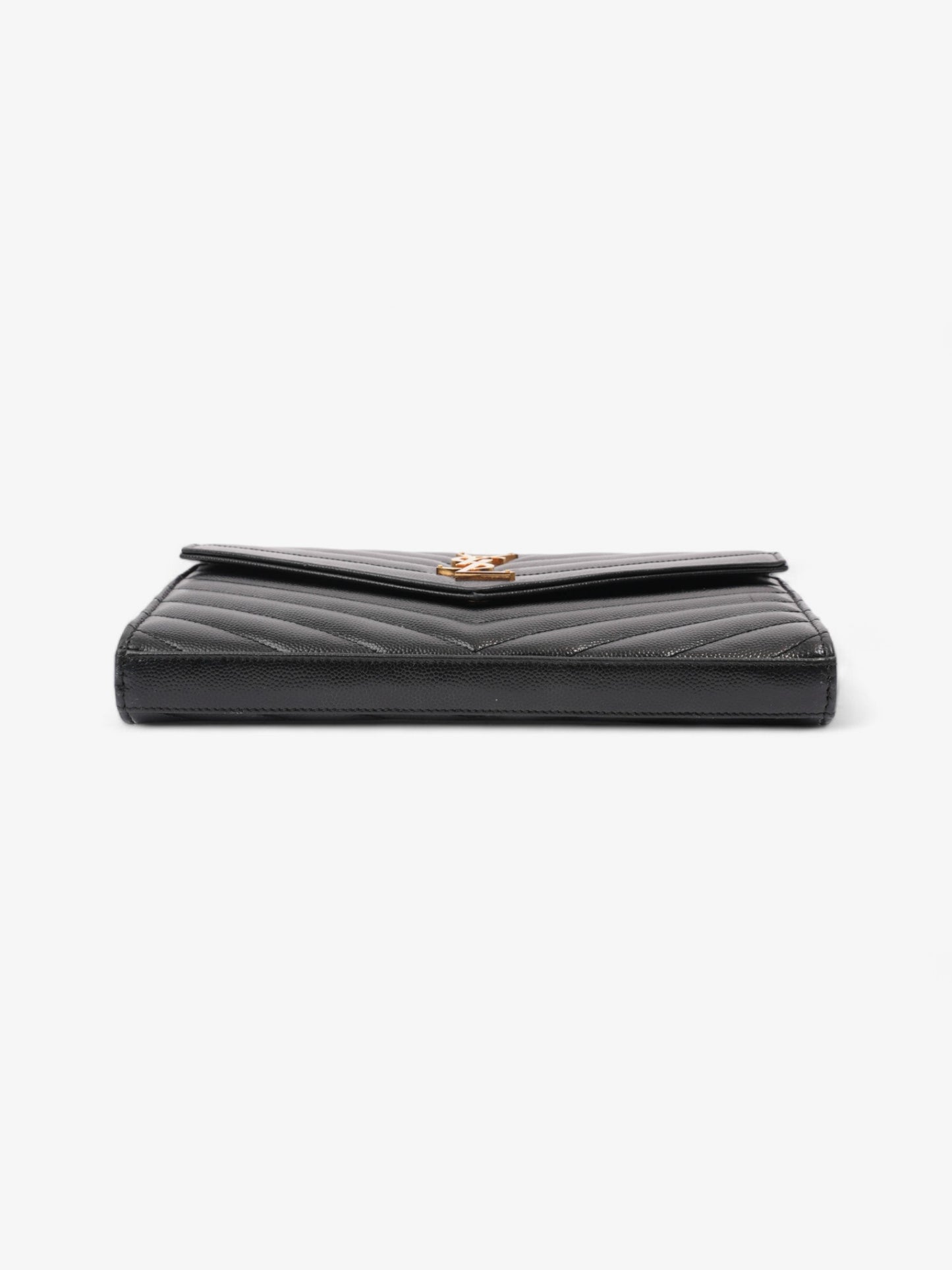 Saint Laurent Cassandre Envelope  Black Grained Leather