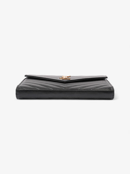 Saint Laurent Cassandre Envelope  Black Grained Leather