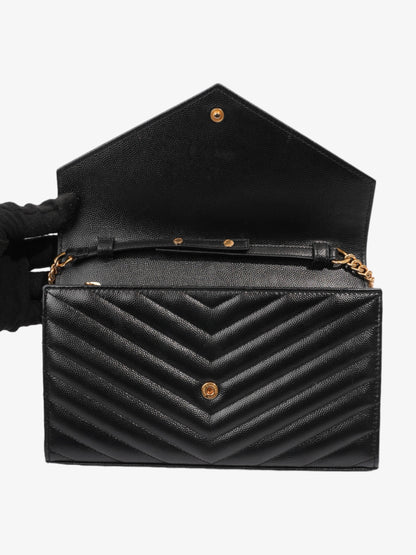 Saint Laurent Cassandre Envelope  Black Grained Leather