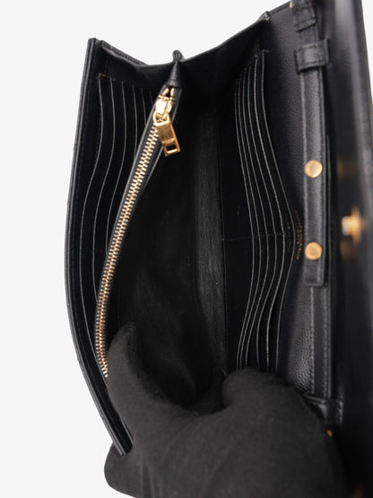 Saint Laurent Cassandre Envelope  Black Grained Leather