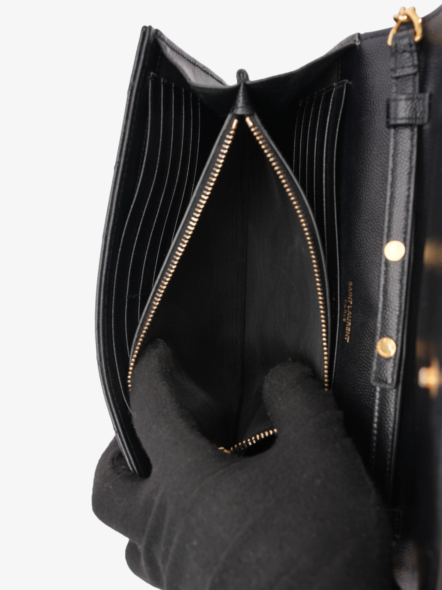 Saint Laurent Cassandre Envelope  Black Grained Leather