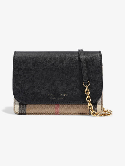 Burberry Hampshire Chain Wallet Black / Vintage Check Leather
