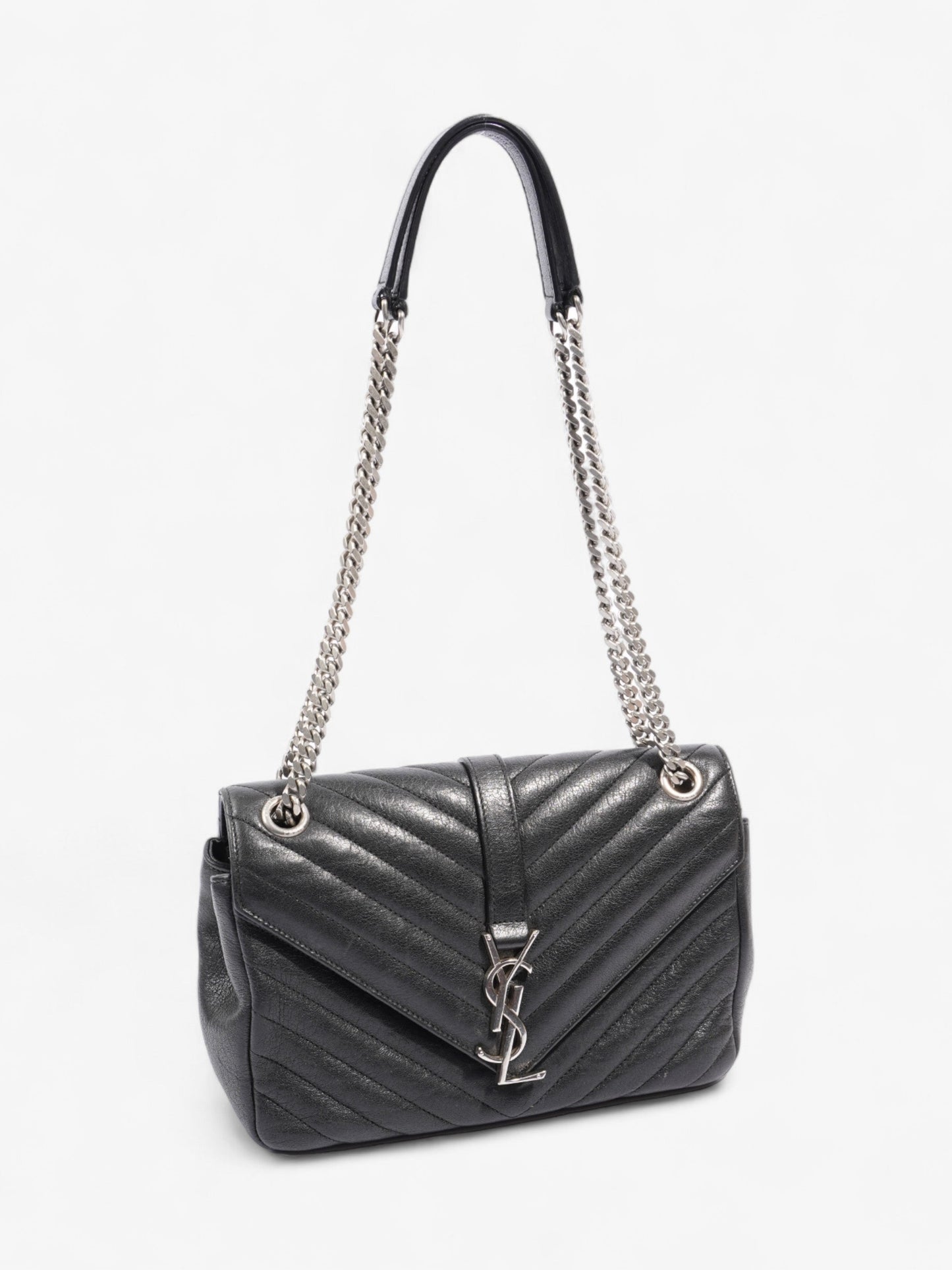 Saint Laurent College Black Lambskin Leather Medium