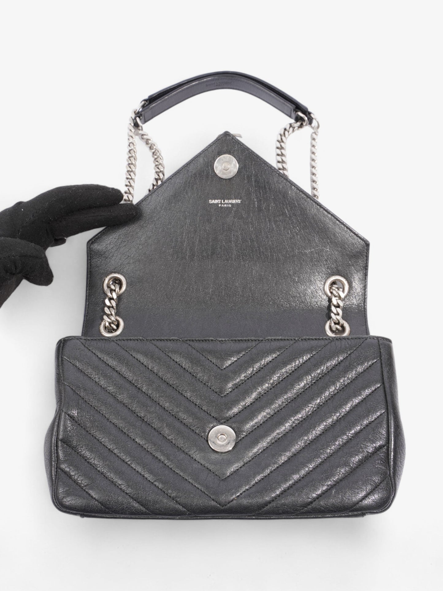 Saint Laurent College Black Lambskin Leather Medium