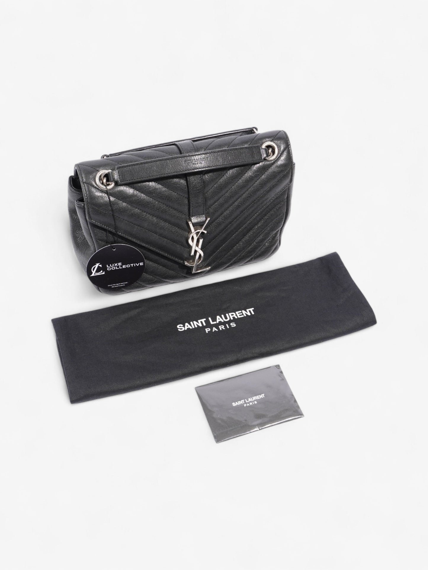 Saint Laurent College Black Lambskin Leather Medium