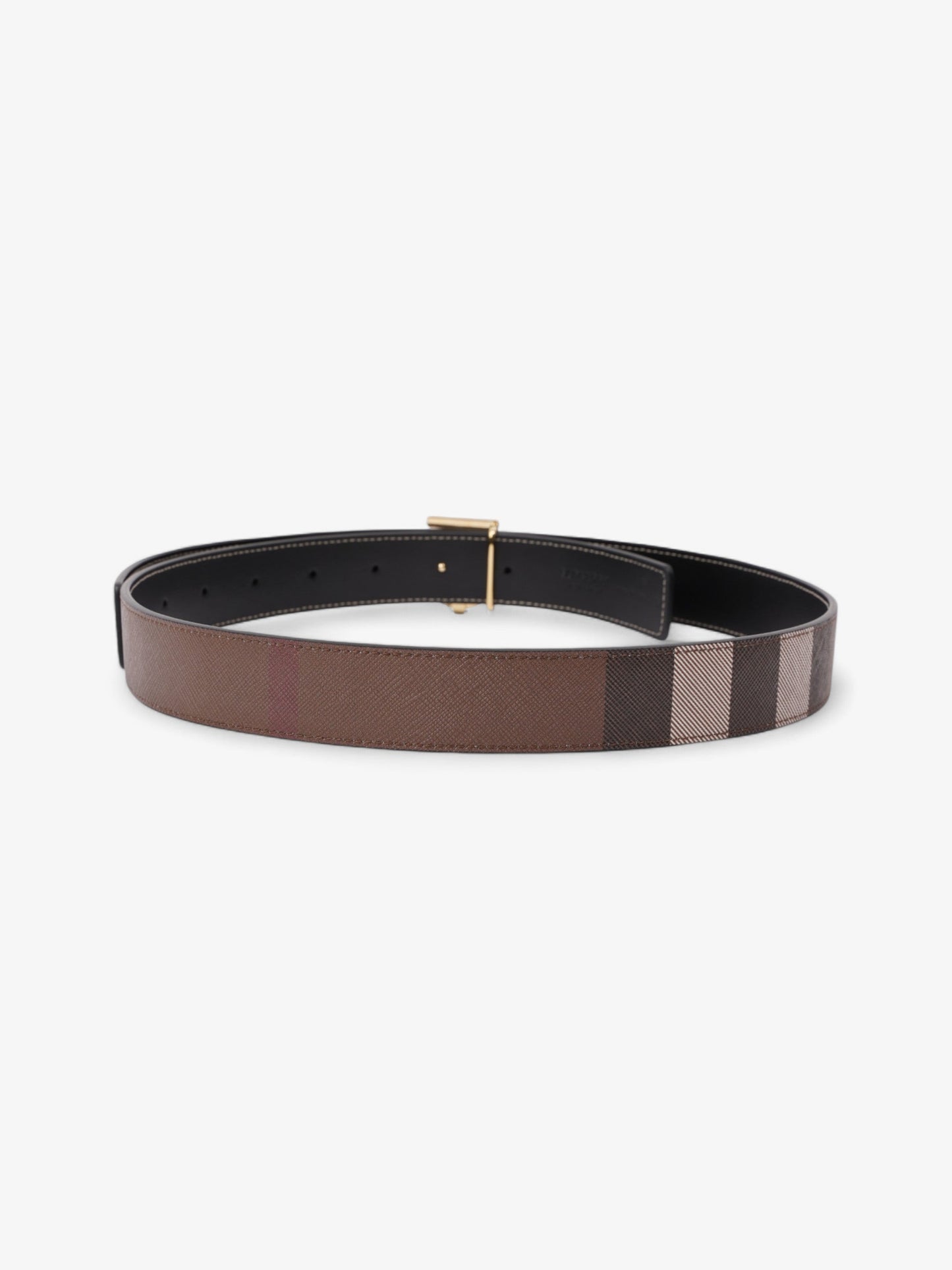 Burberry TB Reversible Giant Check Belt Dark Birch Brown Canvas Small - 106cm