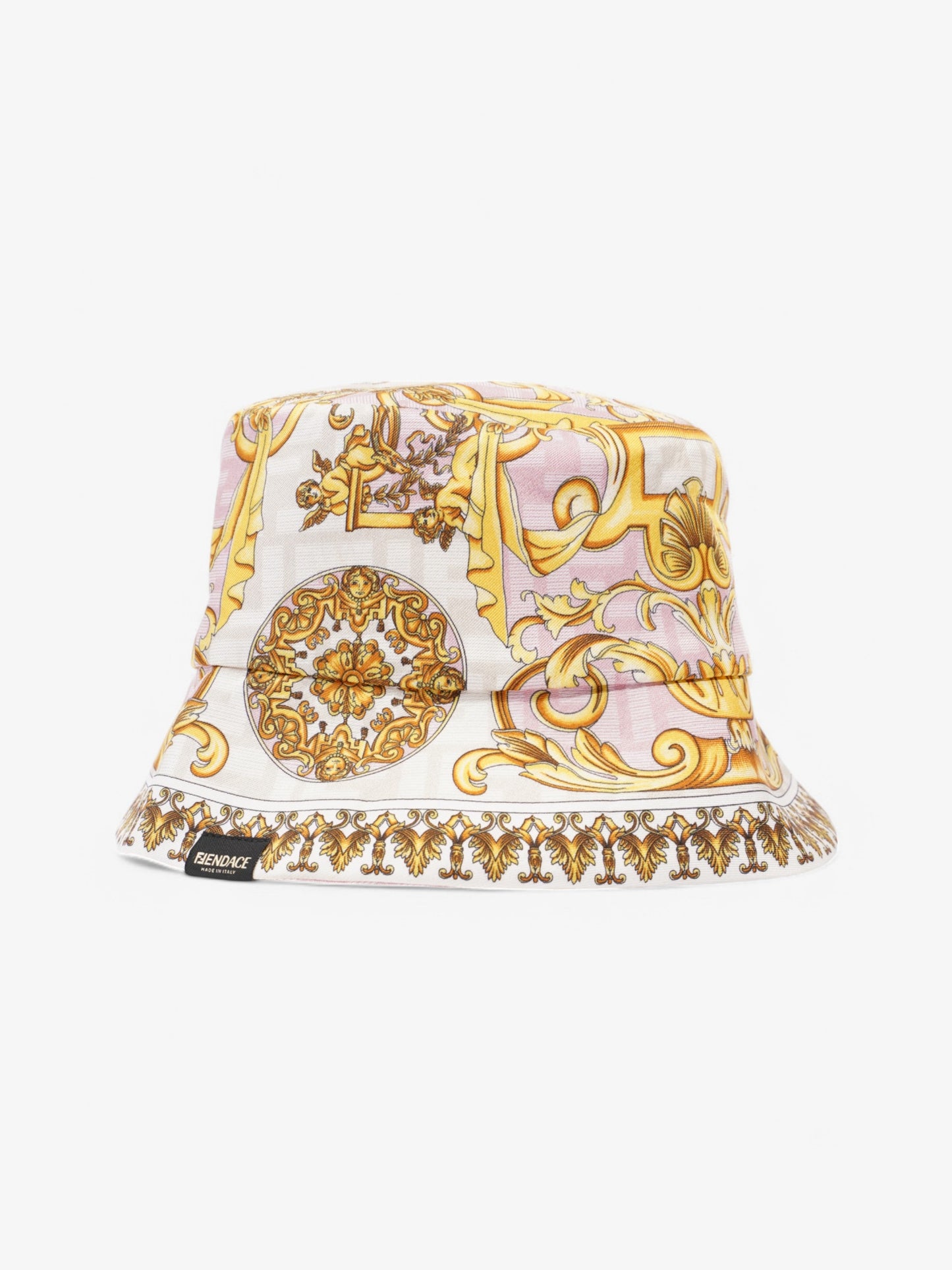 Fendi x Versace Fendace FF Baroque Bucket Hat Pink / Yellow / White Silk Medium