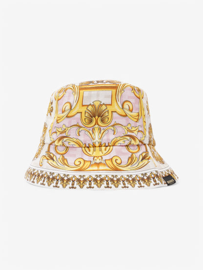 Fendi x Versace Fendace FF Baroque Bucket Hat Pink / Yellow / White Silk Medium