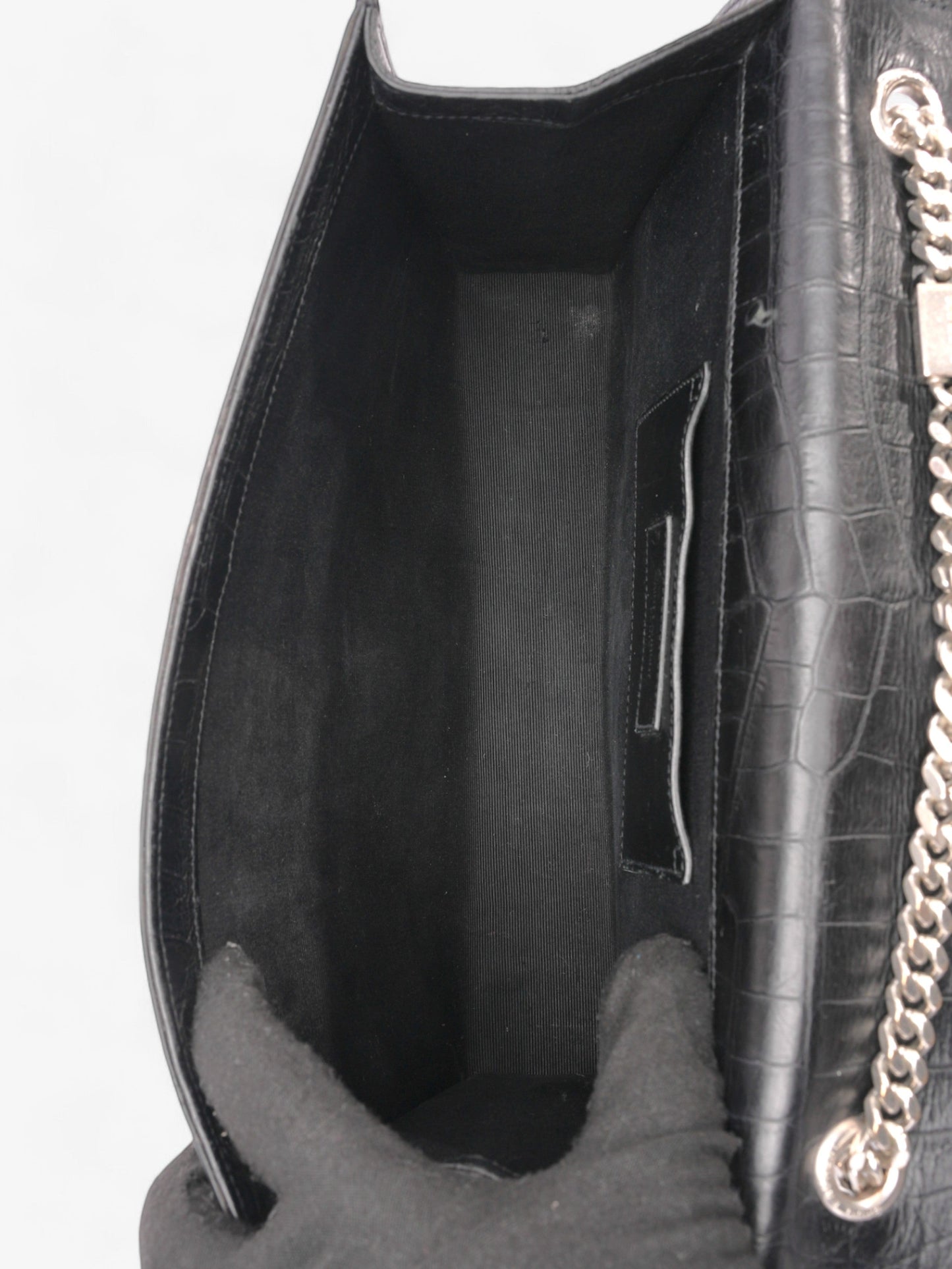 Saint Laurent Kate Black Embossed Leather