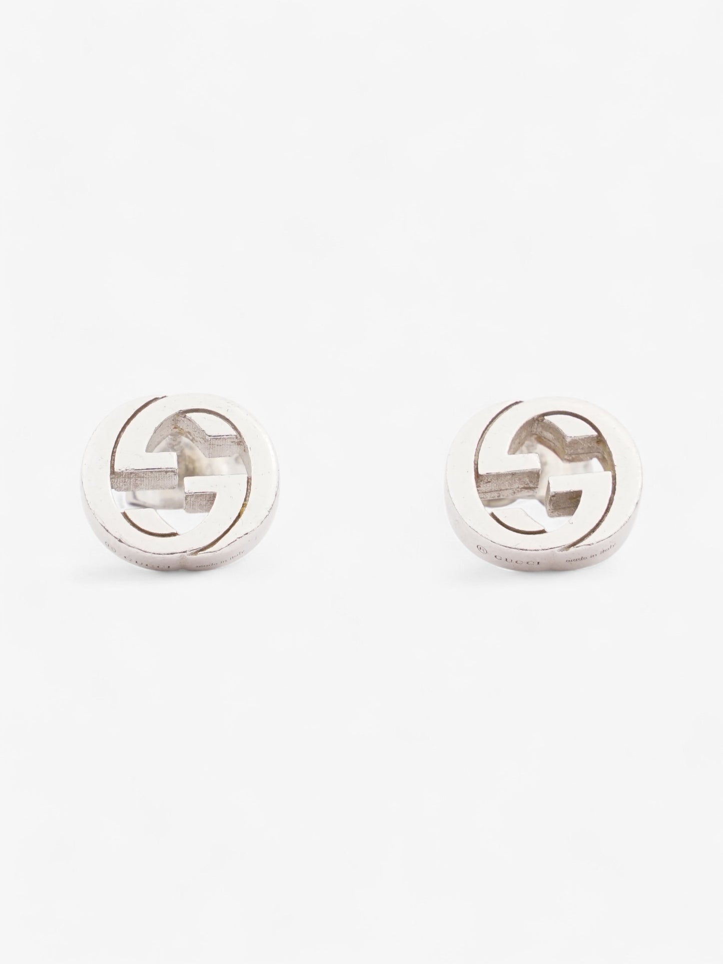 Gucci Interlocking G Earrings Silver Silver Sterling