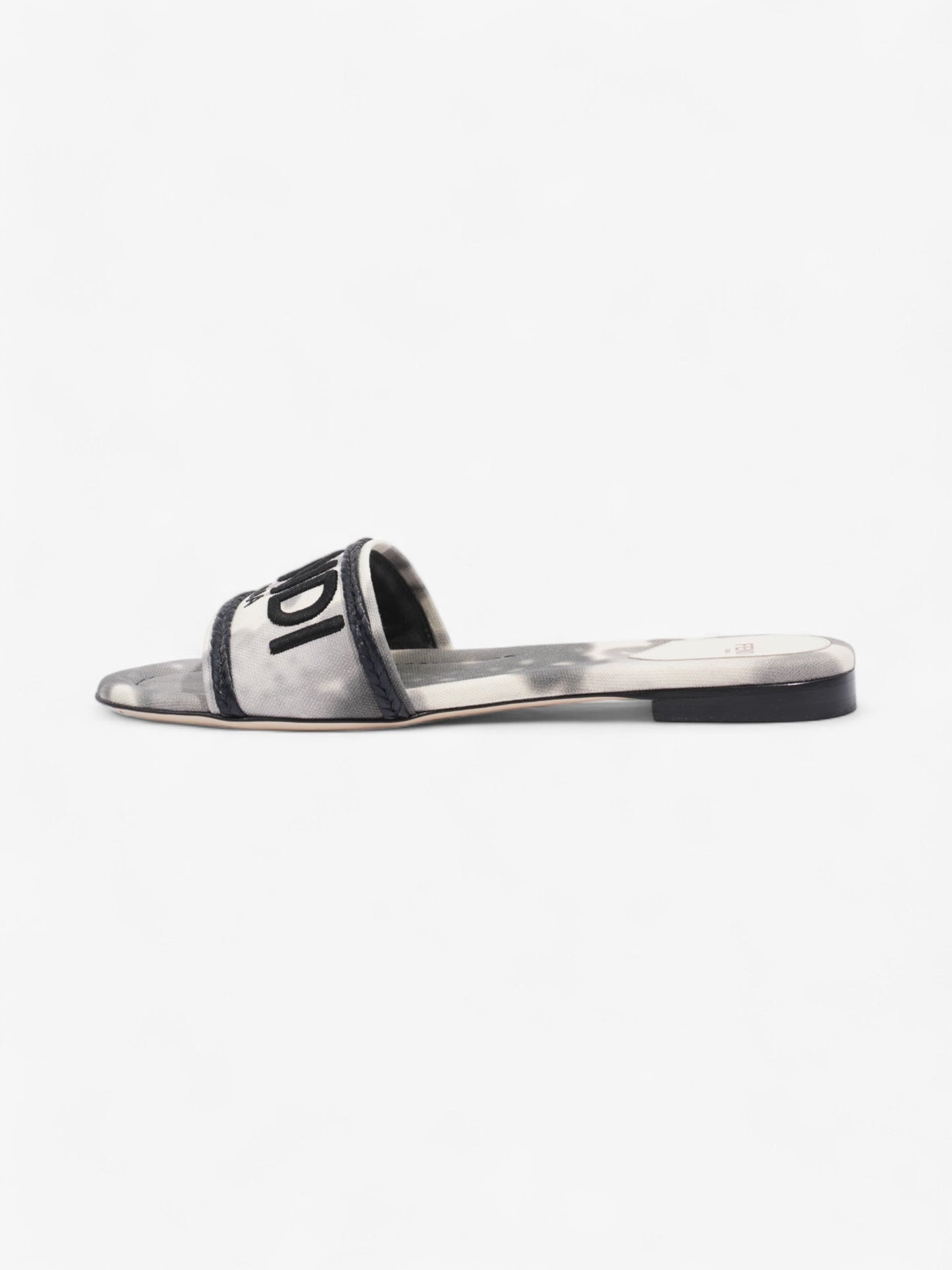 Fendi Logo Sandals Black / Grey / White Canvas EU 38 UK 5