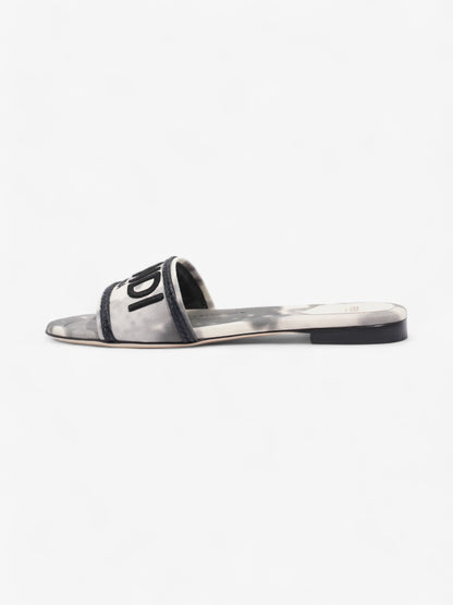 Fendi Logo Sandals Black / Grey / White Canvas EU 38 UK 5