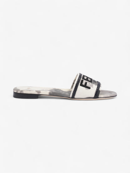 Fendi Logo Sandals Black / Grey / White Canvas EU 38 UK 5