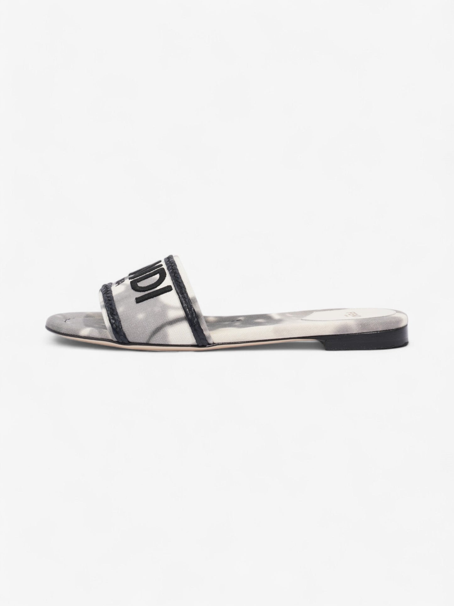 Fendi Logo Sandals Black / Grey / White Canvas EU 38 UK 5