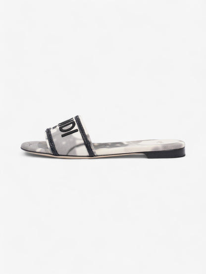 Fendi Logo Sandals Black / Grey / White Canvas EU 38 UK 5