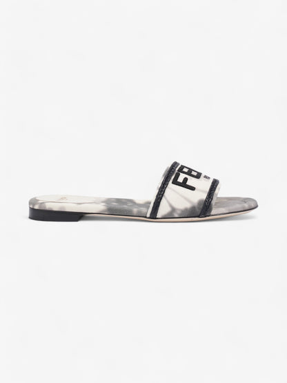 Fendi Logo Sandals Black / Grey / White Canvas EU 38 UK 5