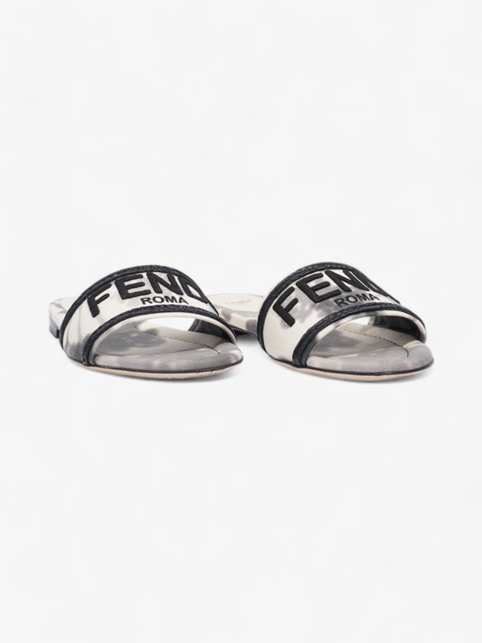 Fendi Logo Sandals Black / Grey / White Canvas EU 38 UK 5