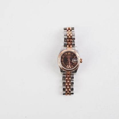 HOLD CV Rolex Oyster Perpetual Date Just 26 mm Chocolate Brown Dial Watch (179171)