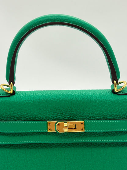 Hermes Kelly 25 Retourne Veau Togo Perso Menthe