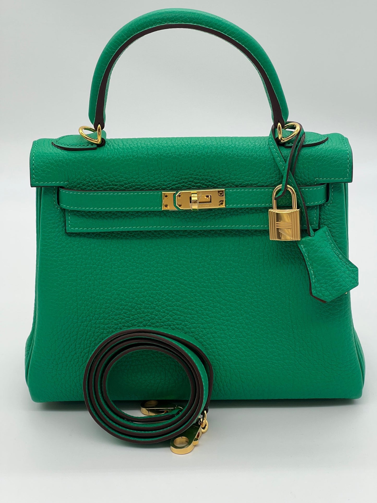Hermes Kelly 25 Retourne Veau Togo Perso Menthe