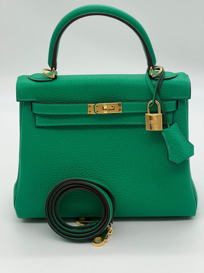 Hermes Kelly 25 Retourne Veau Togo Perso Menthe