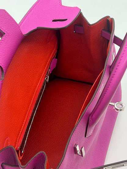 Hermes Birkin 25 Verso Magnolia Capucine Novillo Leather Palladium Hardware