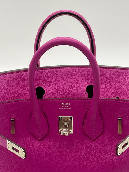 Hermes Birkin 25 Verso Magnolia Capucine Novillo Leather Palladium Hardware