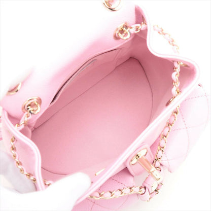Chanel Pink Caviar Quilted Small Duma Pockets Drawstring Backpack