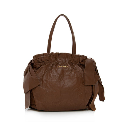 Prada Nappa Antique Bow Satchel  - FINAL SALE (SHF-15430)