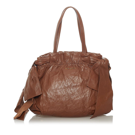Prada Bow Nappa Leather Satchel (SHG-28507)