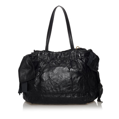 Prada Bow Nappa Leather Satchel (SHG-32593)