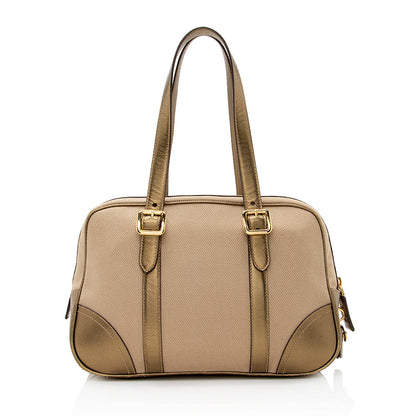 Prada Bowling Metallic Satchel (SHF-21637)