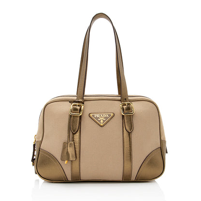 Prada Bowling Metallic Satchel (SHF-21637)