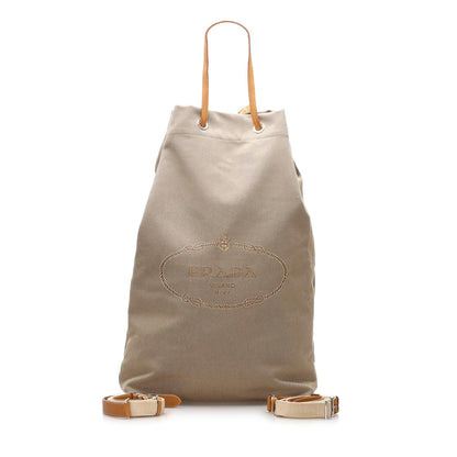 Prada Canapa Drawstring Canvas Bucket Bag (SHG-13656)