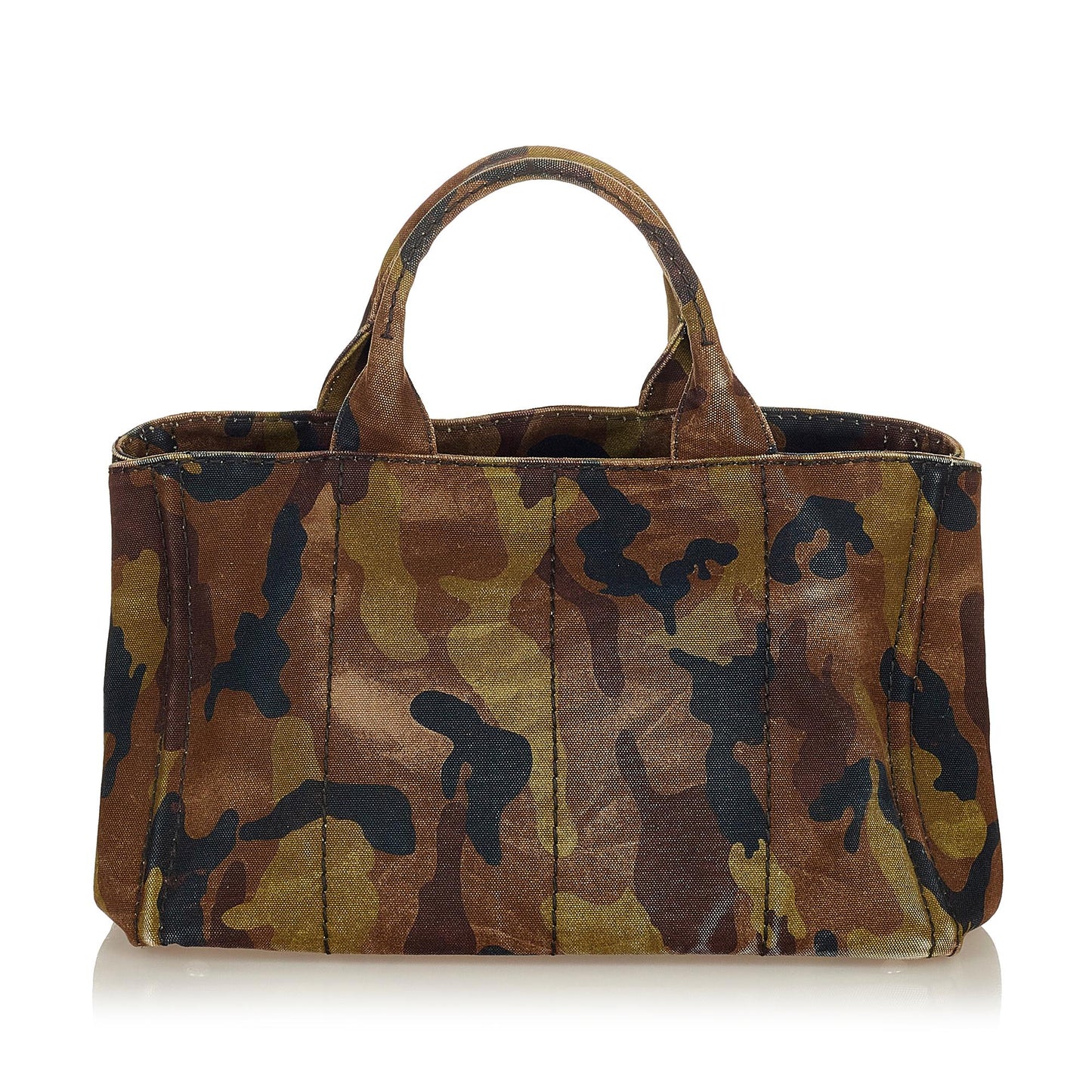 Prada Canapa Logo Camouflage Canvas Satchel (SHG-26910)
