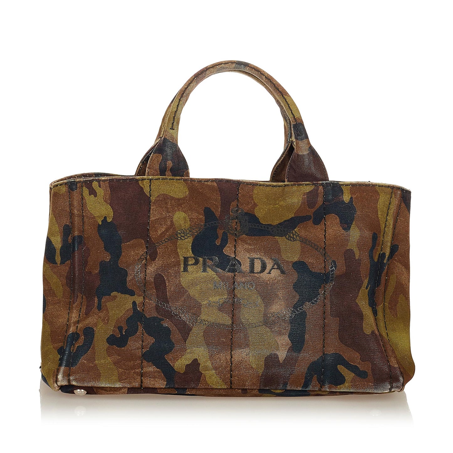 Prada Canapa Logo Camouflage Canvas Satchel (SHG-26910)