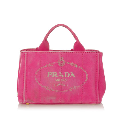 Prada Canapa Logo Canvas Satchel (SHG-23610)
