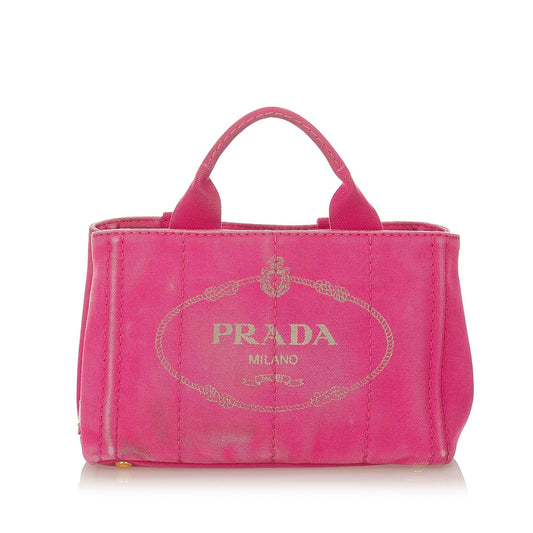 Prada Canapa Logo Canvas Satchel (SHG-23610)