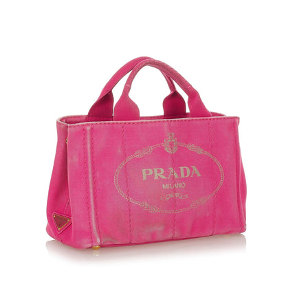 Prada Canapa Logo Canvas Satchel (SHG-23610)