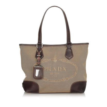 Prada Canapa Logo Canvas Satchel (SHG-24468)