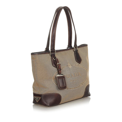 Prada Canapa Logo Canvas Satchel (SHG-24468)